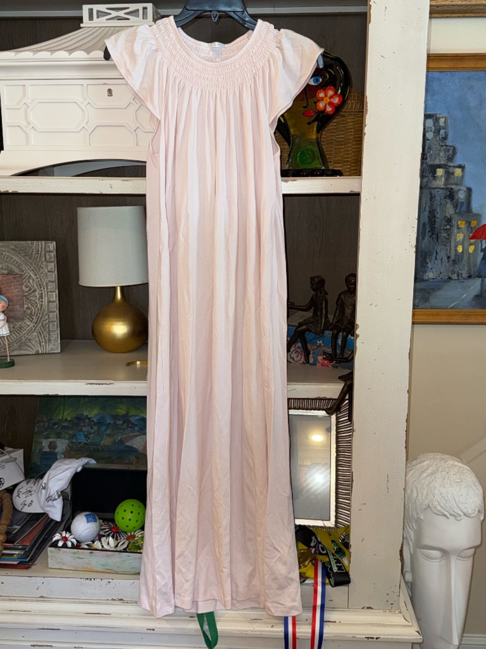 LAKE pajamas pima smocked neck nightgown XS new long length